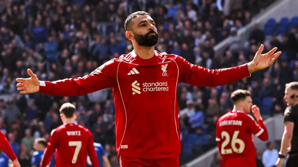 Salah matches Gerrard’s record in Merseyside derby history.