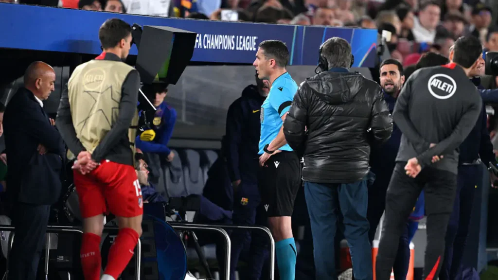 Was the referee right? Barcelona player receives red card.
