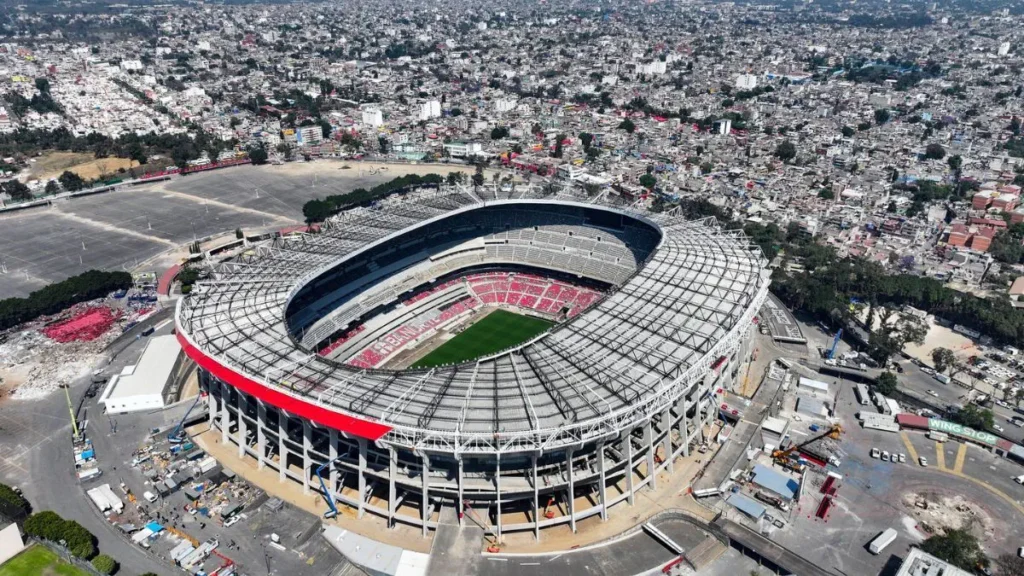 Opening stadium shows signs of crumbling after reconstruction ahead of World Cup.
