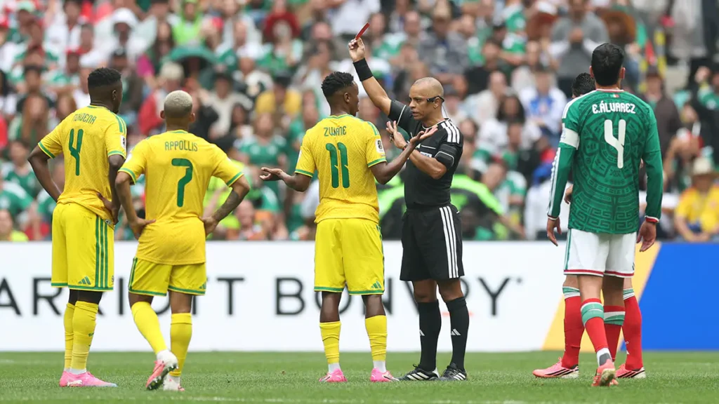 Bafana Bafana player faces World Cup suspension after red card in match against Mexico