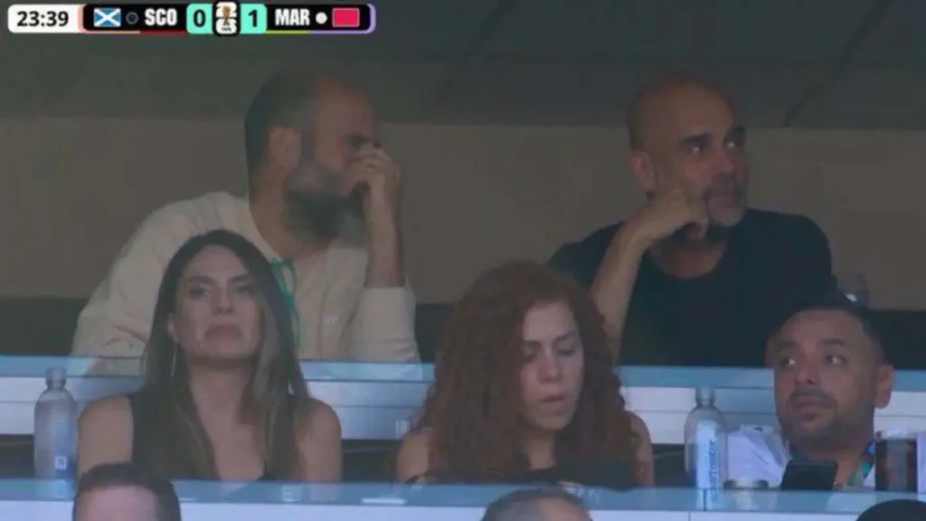 Pep Guardiola Seen in the Stands During Scotland vs. Morocco Match at Gillette Stadium
